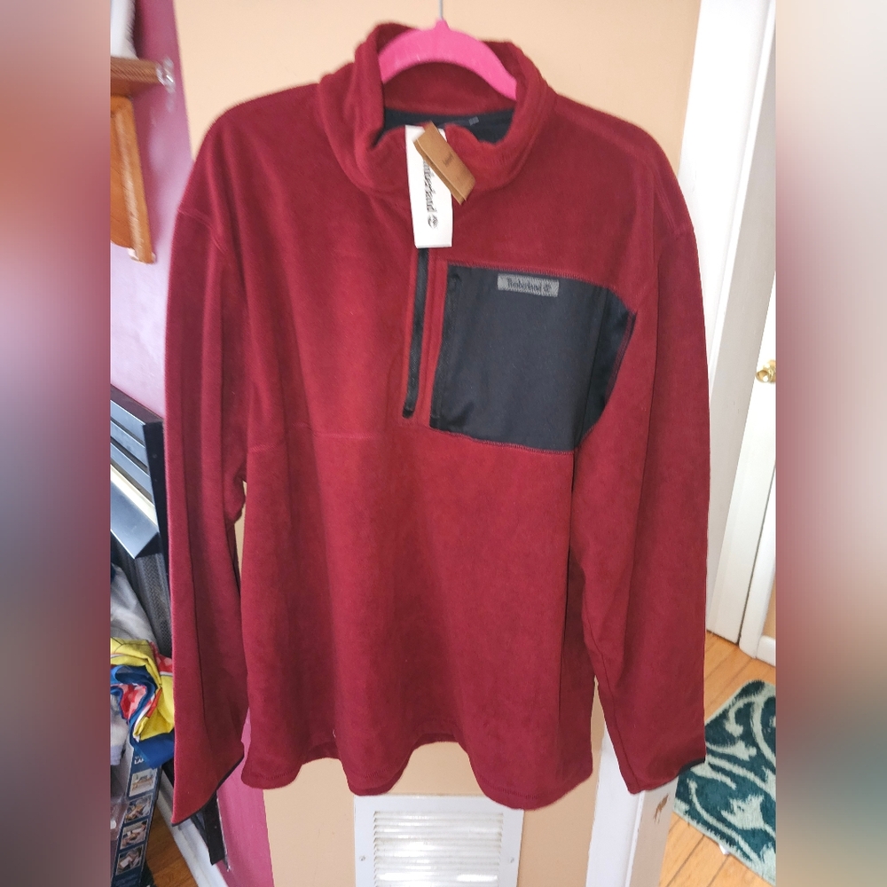 Timberland Men’s XXL 3/4 Zip Fleece Pullover New WithTags Maroon